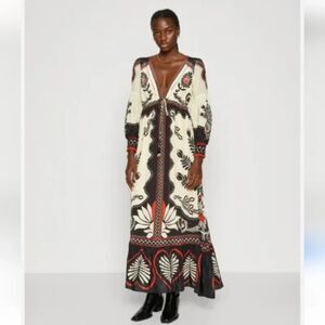 Caroline Constas Scarf Long Sleeve Maxi Dress, NWOT, Size S